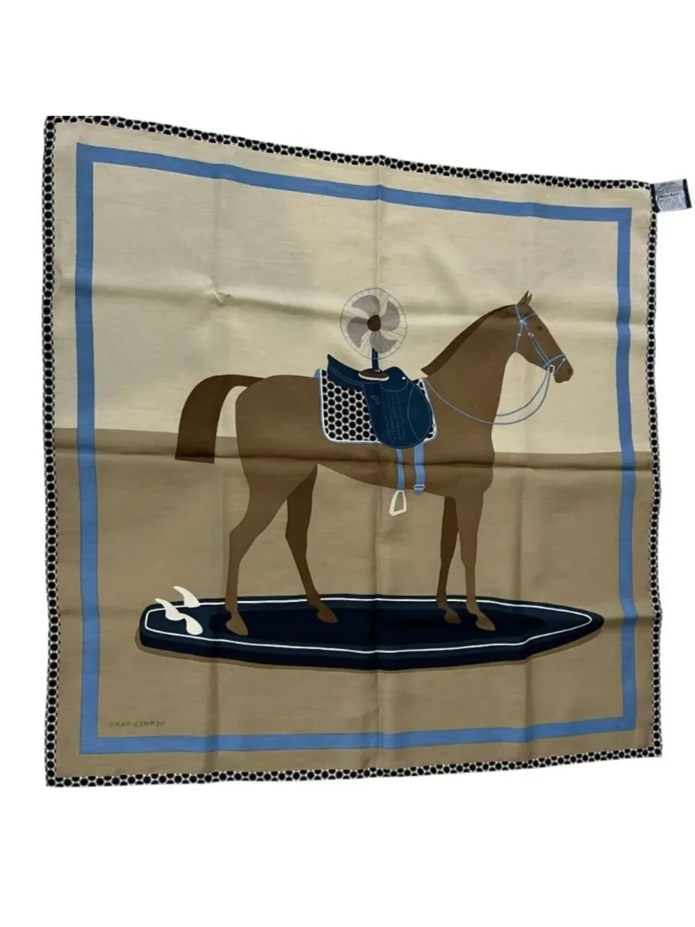 ★SOLD★ Hermes Carre 65 TW Doucer Surfing Fan Scarf Gray - Picture 3 of 8